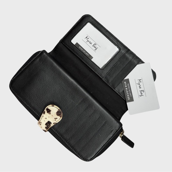 Myra Bag Propel black and white speckled cowhide wallet Western Boho Country - Picture 3 of 4